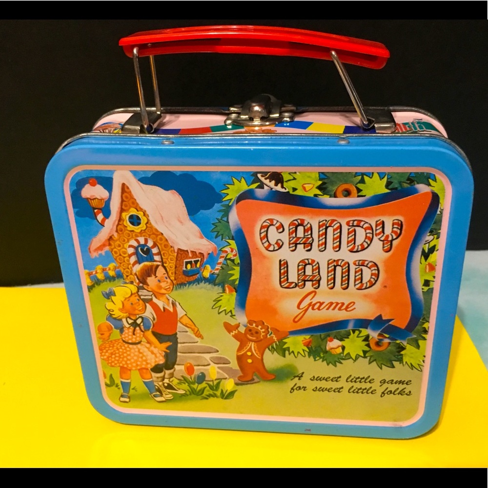 CANDY LAND GAME MINI TIN TOTE w/STURDY RED HANDLE